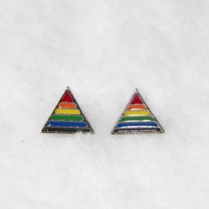Gay Pride Rainbow Pyramid Post Earrings LGBTQ+